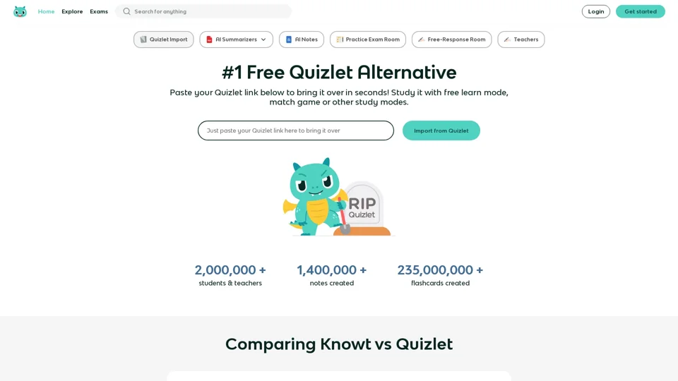 #1 Free Quizlet Alternative | Knowt