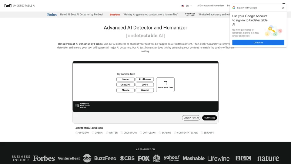 AI Detector, AI Checker, & AI Humanizer | Undetectable AI