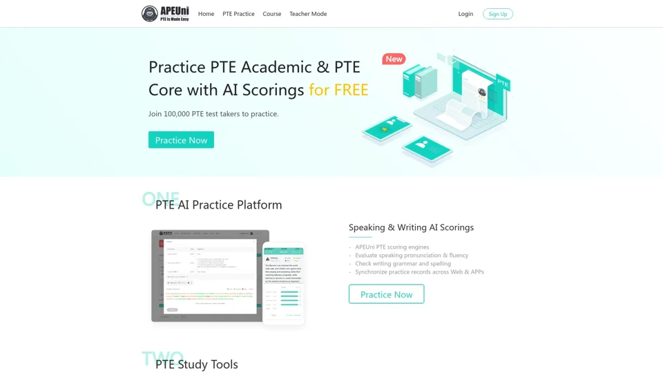 Practice PTE with AI Scorings - PTE APEUni