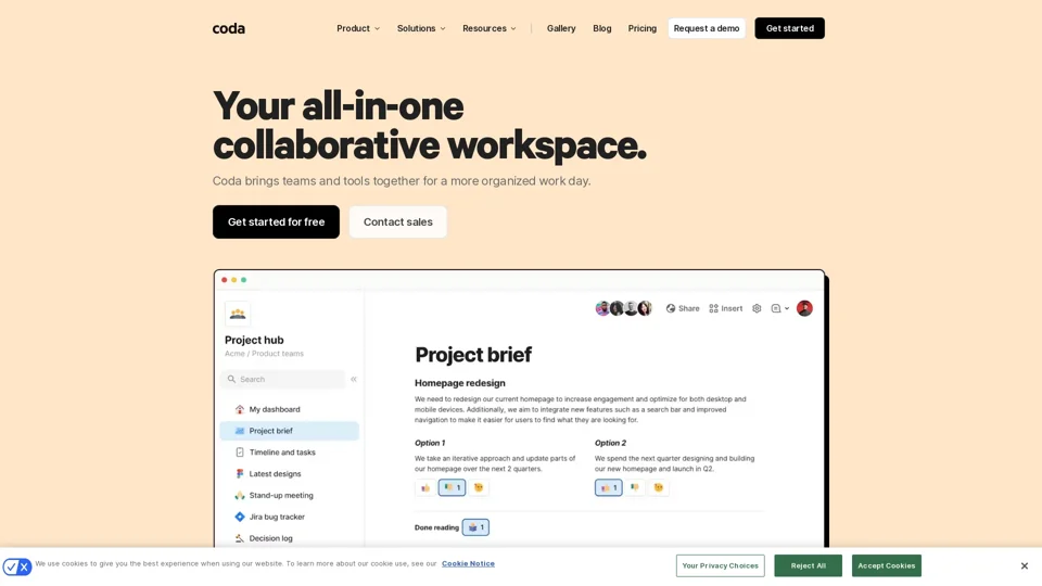 Coda: Your all-in-one collaborative workspace.