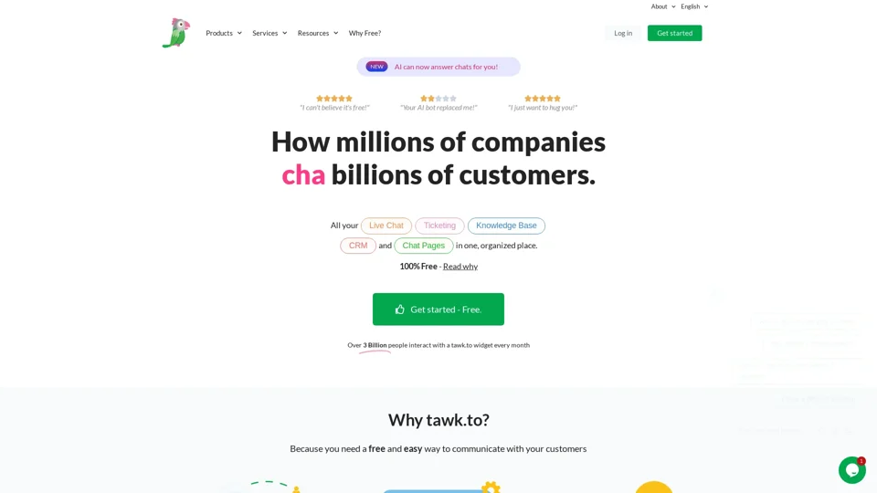 tawk.to – "100% FREE live chat software for your website!"