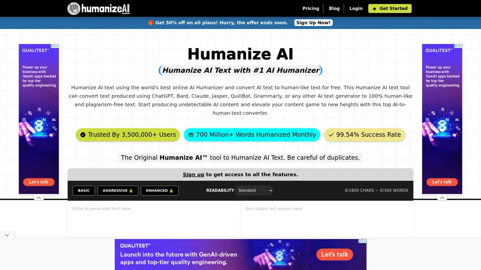 Humanize AI Text - Best AI Humanizer | Free AI-to-Human Text Converter