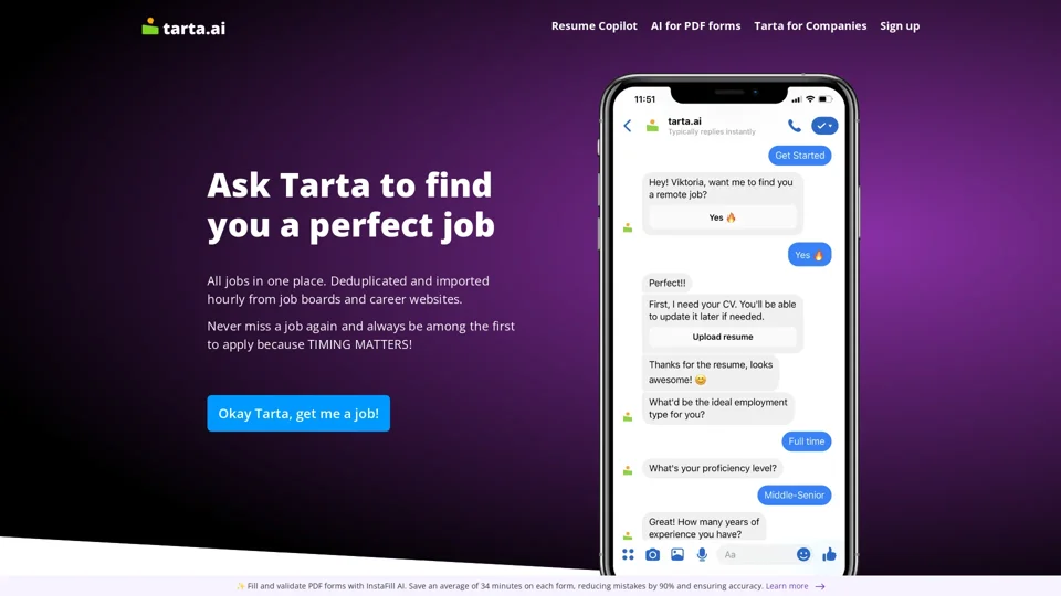 Tarta.ai Job Search Assistant