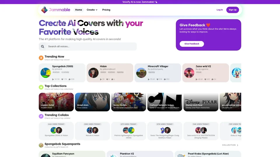 Jammable | Create AI Covers with your Favorite Voices!