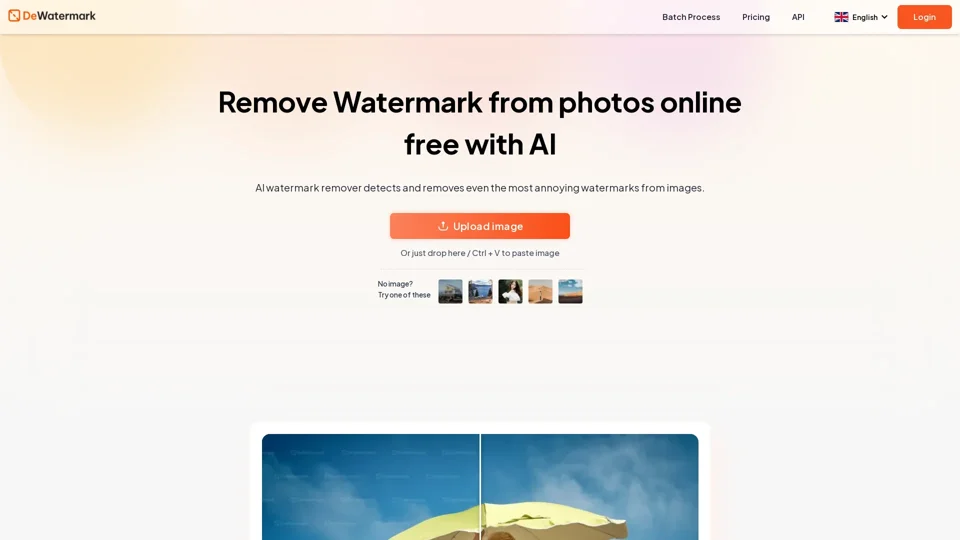 Remove watermark from images with AI watermark remover