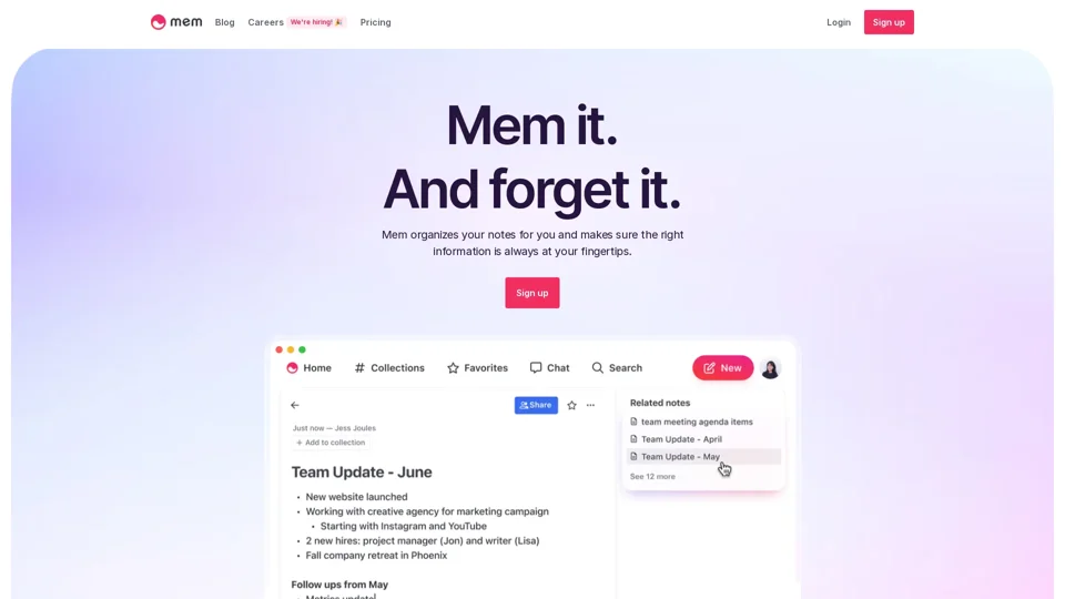 Mem – The AI Notes App That Keeps You Organized