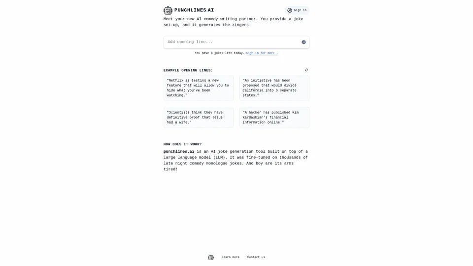 punchlines.ai :: Generate jokes with AI