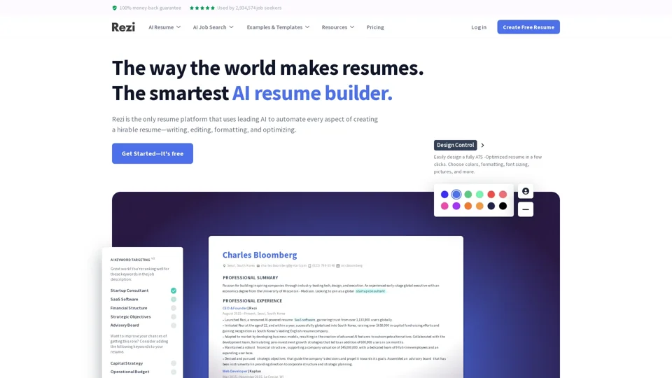 Leading Free AI Resume Builder Trusted by 2,938,179 Users - Rezi