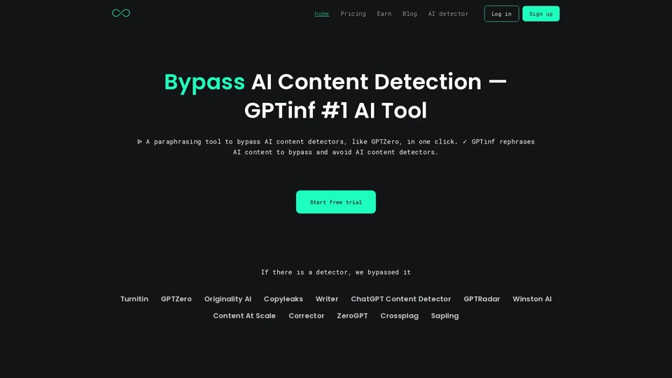 Bypass AI detectors - GPTinf