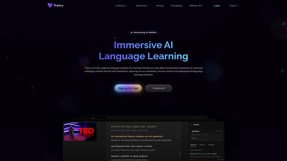 Trancy - YouTube AI Bilingual Subtitles & Language Reactor Pro