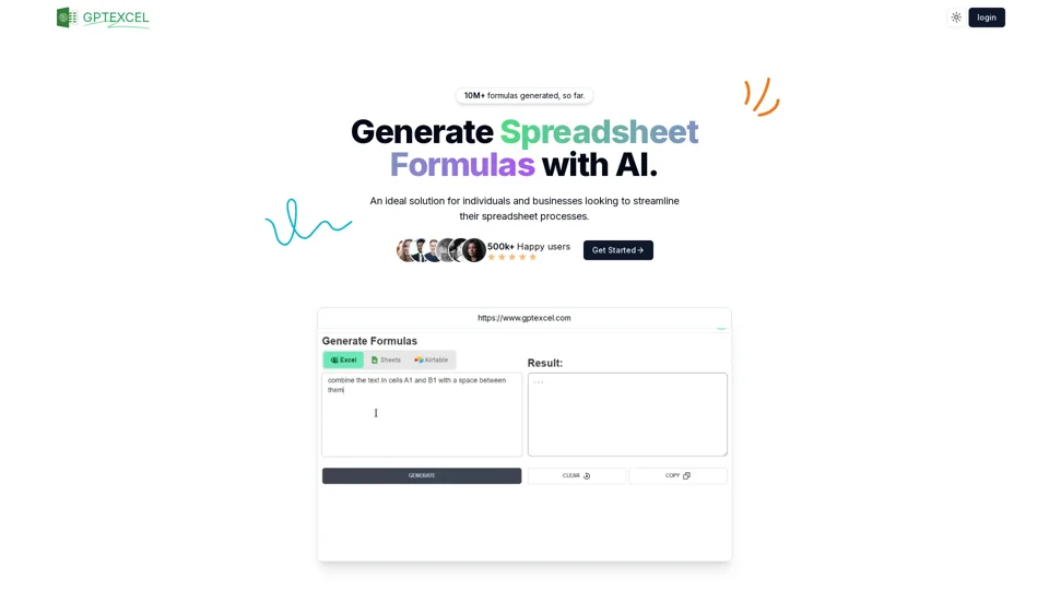 GPT Excel - AI Powered Excel formula Generator