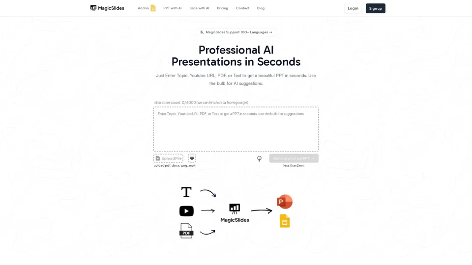 AI Presentation Maker - Presentation from Topic, YouTube, PDF, URL with AI