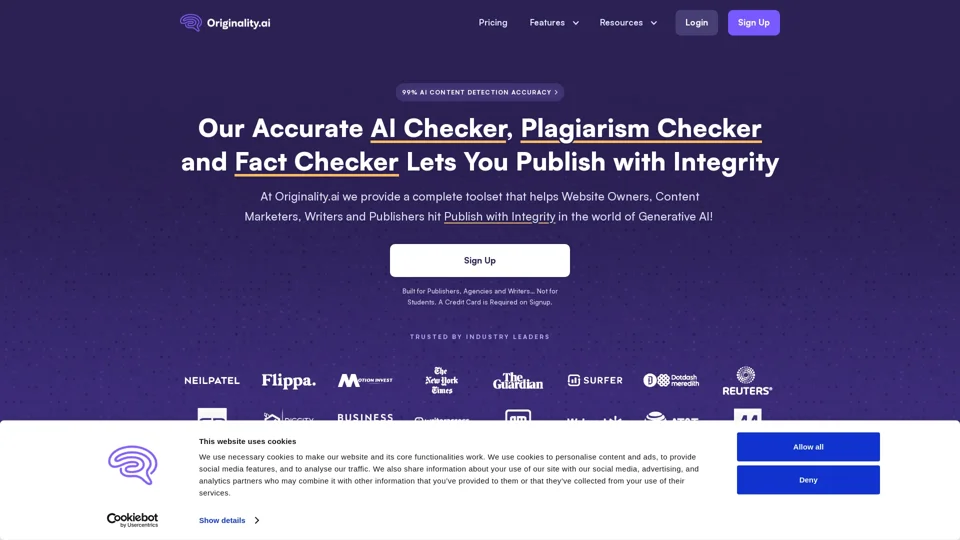 Originality AI Plagiarism and Fact Checker - Publish With Integrity