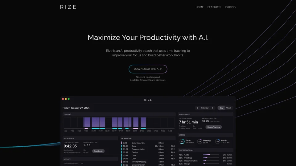 Rize · Maximize Your Productivity