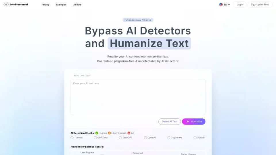 AI Text Detector, Checker & Humanizer | Semihuman AI